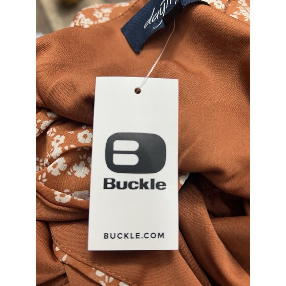 Daytrip Buckle Ditsy Floral Romper Medium Rust Sleeveless Surplice Festival Boho - Picture 7 of 10